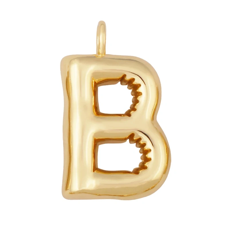 Cute Fat Bubble Brass Initial Name A-Z Letter Pendant,Real 18K Gold Plated Zircon Necklace Bracelet Jewelry Findings S67