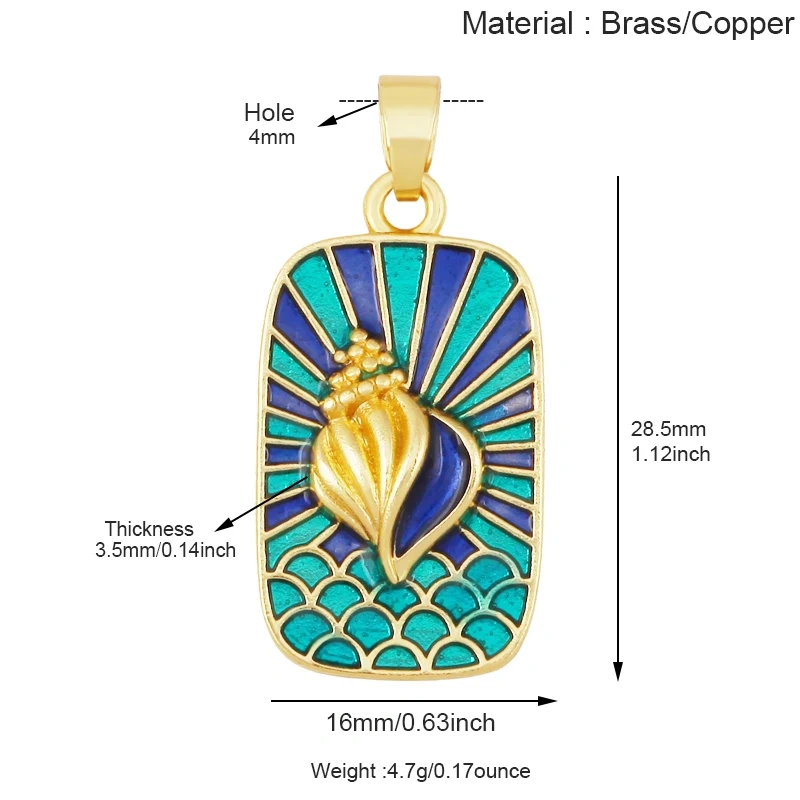 Enamel Fish Parrot Scared Heart Sun Flower Ins Conch Fish Charm Pendant,18K Real Gold Plated Zircon Jewelry Finding Supplies S85