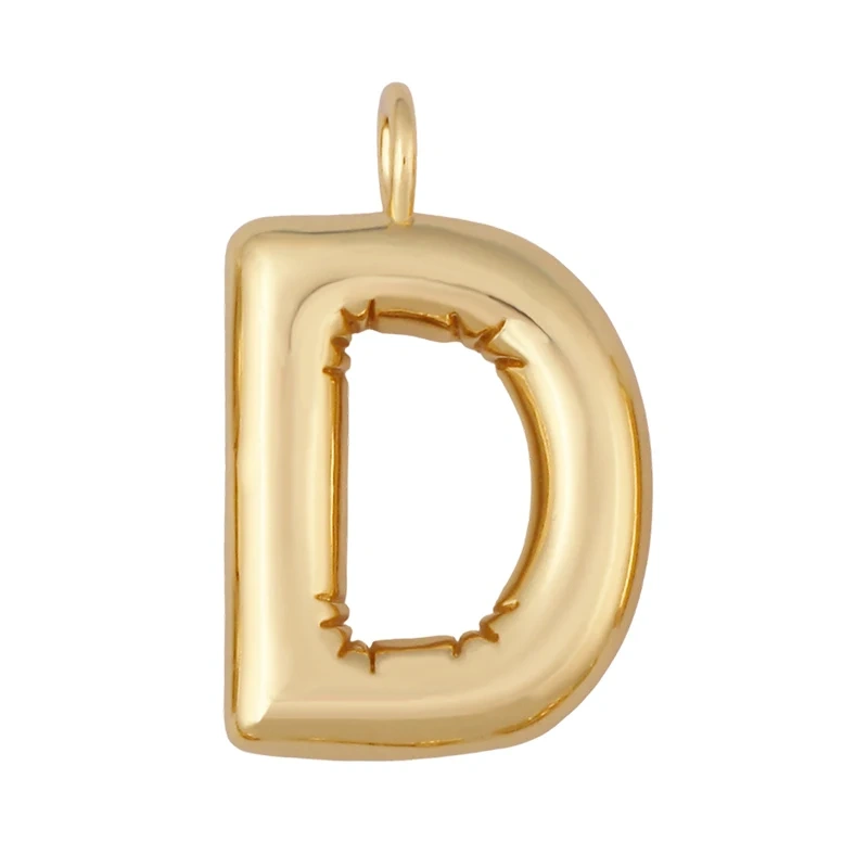 Cute Fat Bubble Brass Initial Name A-Z Letter Pendant,Real 18K Gold Plated Zircon Necklace Bracelet Jewelry Findings S67