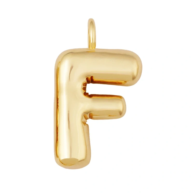 Cute Fat Bubble Brass Initial Name A-Z Letter Pendant,Real 18K Gold Plated Zircon Necklace Bracelet Jewelry Findings S67