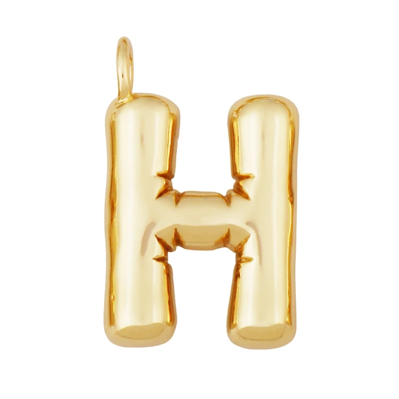 Cute Fat Bubble Brass Initial Name A-Z Letter Pendant,Real 18K Gold Plated Zircon Necklace Bracelet Jewelry Findings S67
