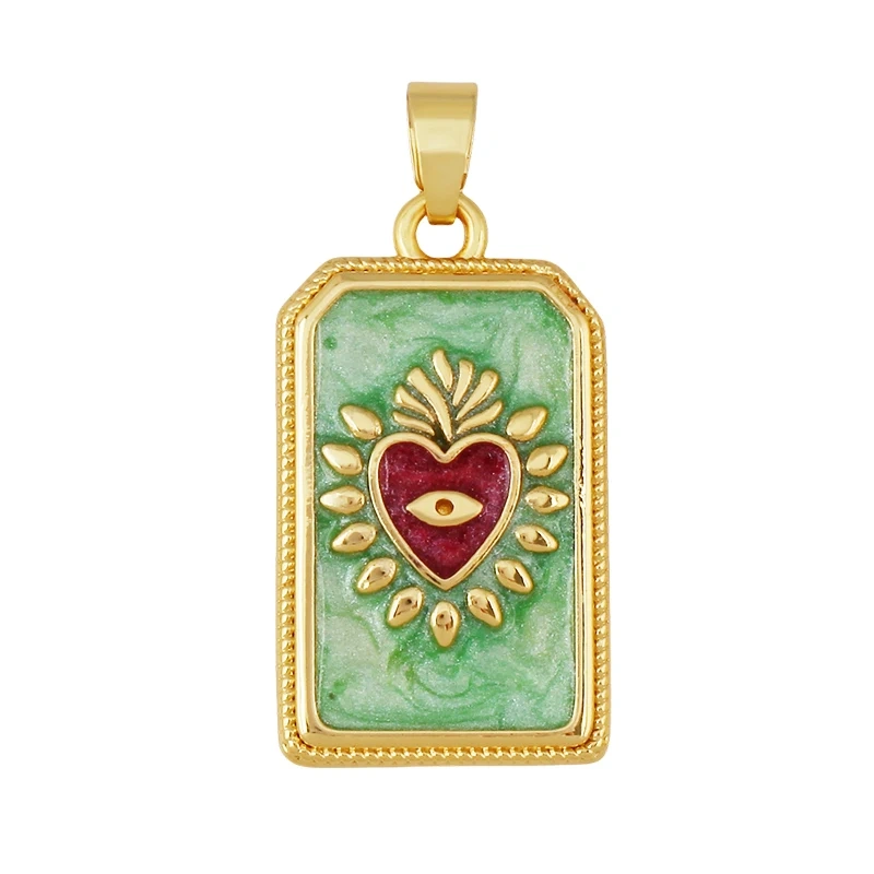 Enamel Fish Parrot Scared Heart Sun Flower Ins Conch Fish Charm Pendant,18K Real Gold Plated Zircon Jewelry Finding Supplies S85