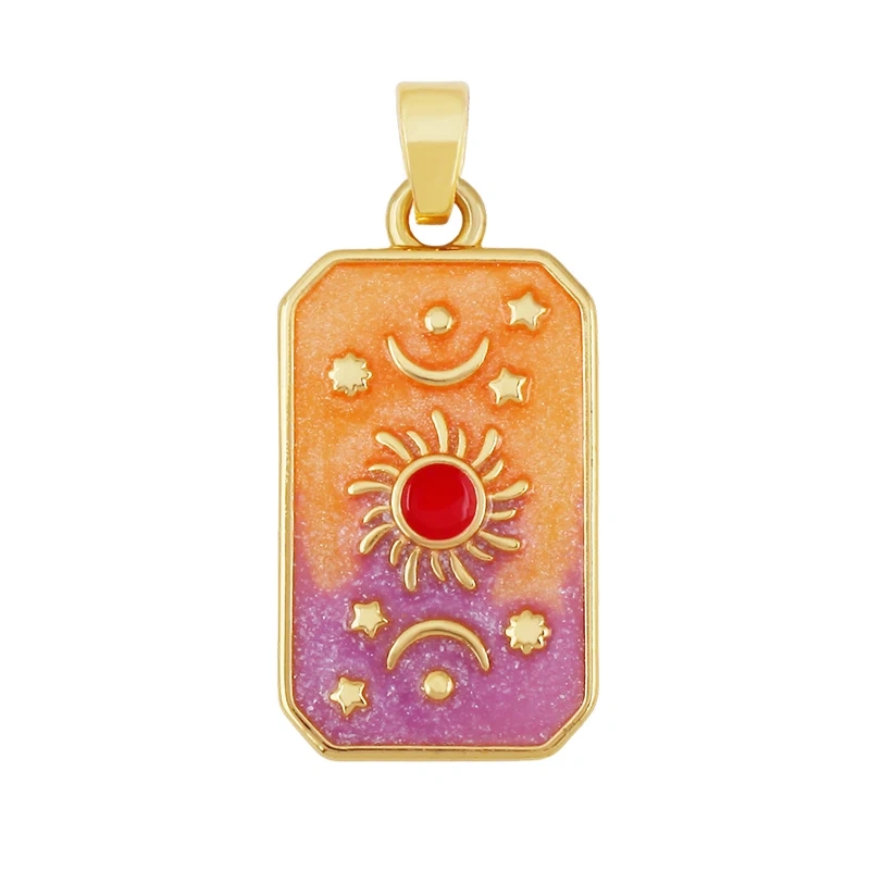 Enamel Fish Parrot Scared Heart Sun Flower Ins Conch Fish Charm Pendant,18K Real Gold Plated Zircon Jewelry Finding Supplies S85