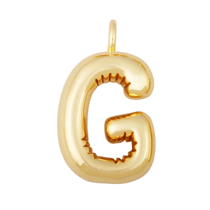Cute Fat Bubble Brass Initial Name A-Z Letter Pendant,Real 18K Gold Plated Zircon Necklace Bracelet Jewelry Findings S67