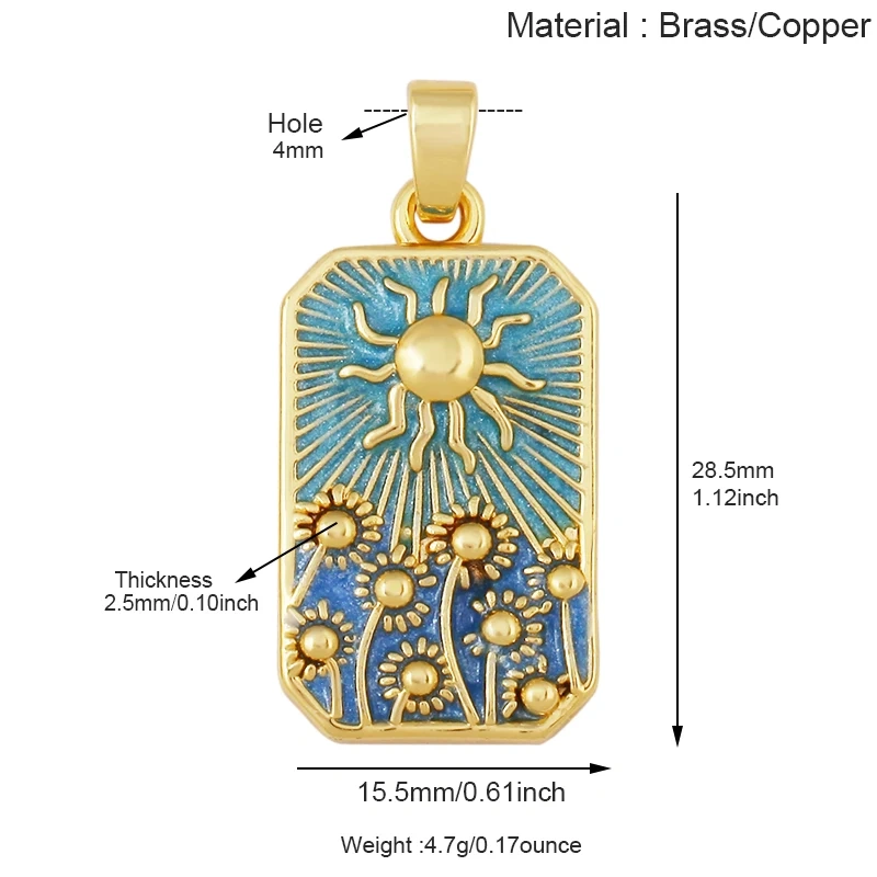 Enamel Fish Parrot Scared Heart Sun Flower Ins Conch Fish Charm Pendant,18K Real Gold Plated Zircon Jewelry Finding Supplies S85