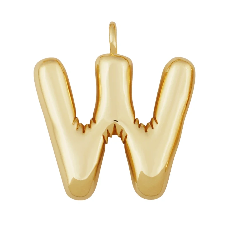 Cute Fat Bubble Brass Initial Name A-Z Letter Pendant,Real 18K Gold Plated Zircon Necklace Bracelet Jewelry Findings S67