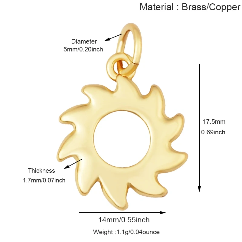 Fashion Blue Moon North Polar Star CZ Charm Pendant, 18K Gold Plated Cubic Zirconia DIY Jewelry Necklace Bracelet Supplies S52