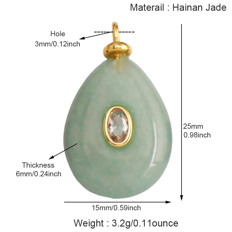Jade Agate Amethyst Amazonite Water Grass Lapis Lazuli Charm Pendant,18K Real Gold Plated Jewelry for Necklace Craft Making S79
