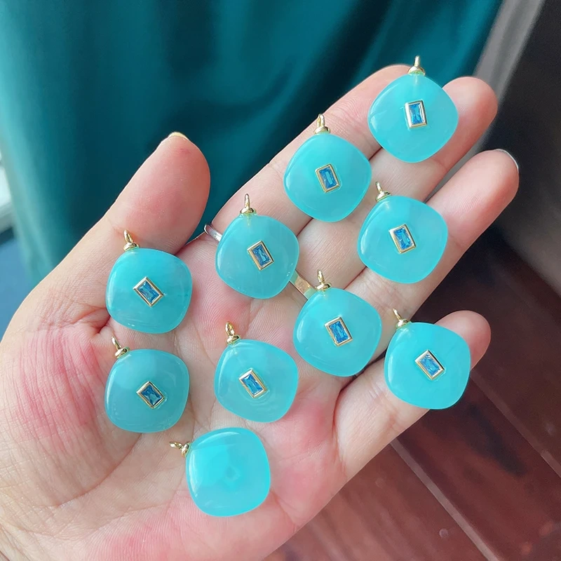 Jade Agate Amethyst Amazonite Water Grass Lapis Lazuli Charm Pendant,18K Real Gold Plated Jewelry for Necklace Craft Making S79