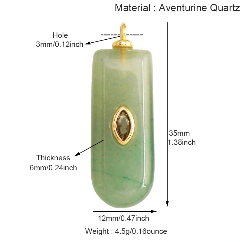 Jade Agate Amethyst Amazonite Water Grass Lapis Lazuli Charm Pendant,18K Real Gold Plated Jewelry for Necklace Craft Making S79