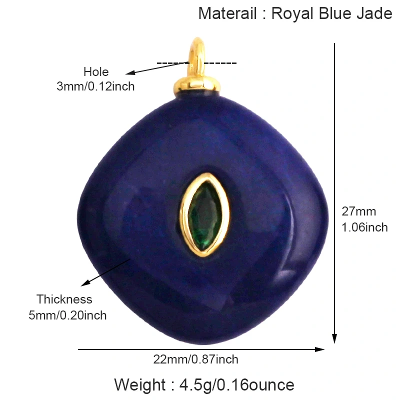 Jade Agate Amethyst Amazonite Water Grass Lapis Lazuli Charm Pendant,18K Real Gold Plated Jewelry for Necklace Craft Making S79