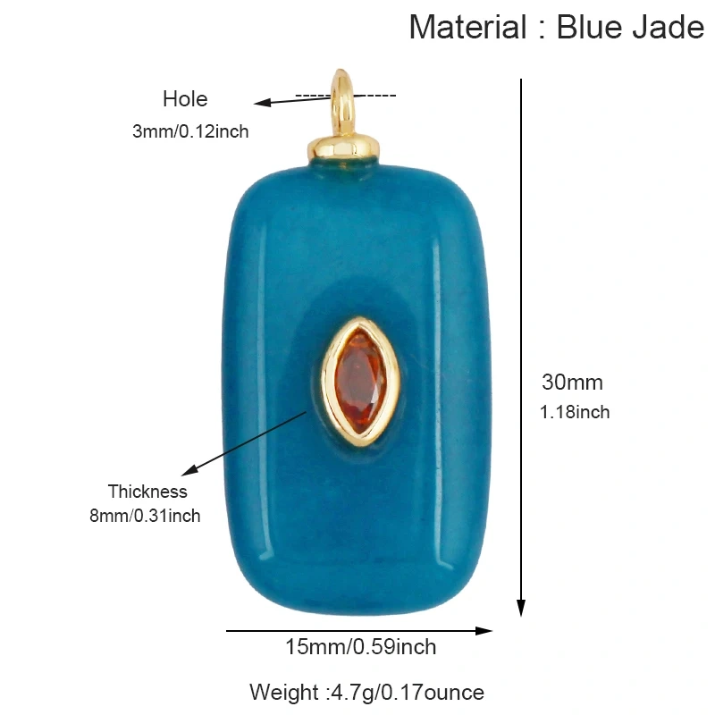 Jade Agate Amethyst Amazonite Water Grass Lapis Lazuli Charm Pendant,18K Real Gold Plated Jewelry for Necklace Craft Making S79
