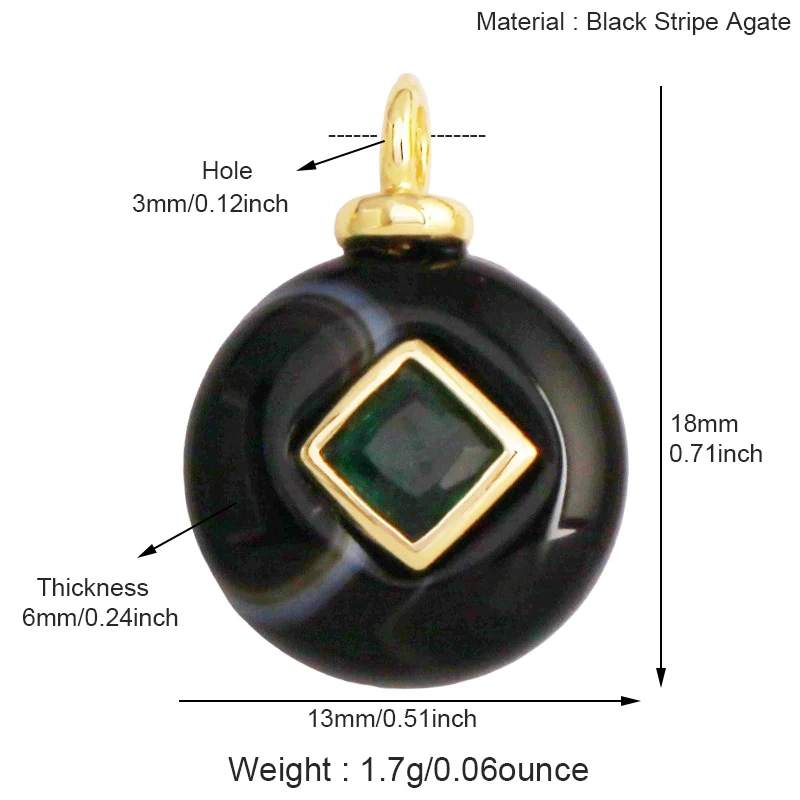 Jade Agate Amethyst Amazonite Water Grass Lapis Lazuli Charm Pendant,18K Real Gold Plated Jewelry for Necklace Craft Making S79