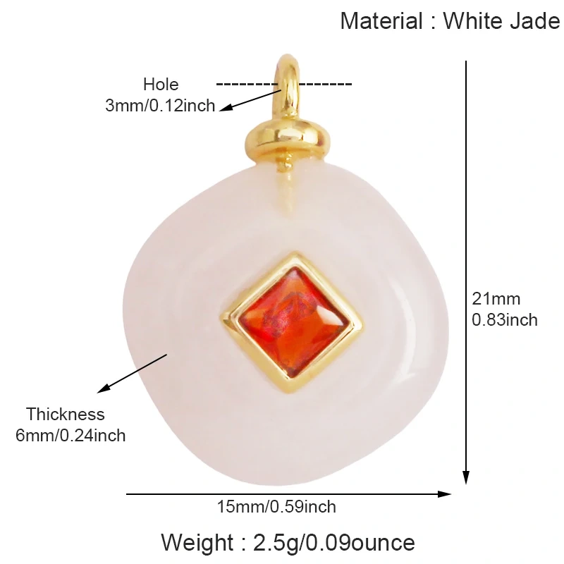 Jade Agate Amethyst Amazonite Water Grass Lapis Lazuli Charm Pendant,18K Real Gold Plated Jewelry for Necklace Craft Making S79