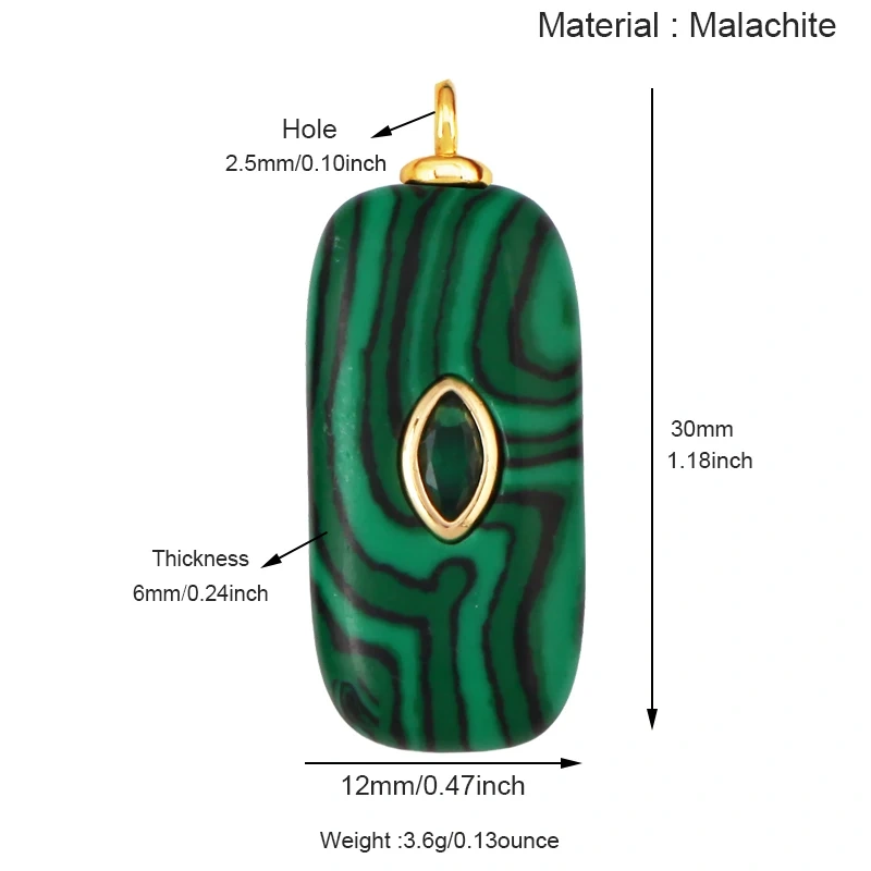 Jade Agate Amethyst Amazonite Water Grass Lapis Lazuli Charm Pendant,18K Real Gold Plated Jewelry for Necklace Craft Making S79