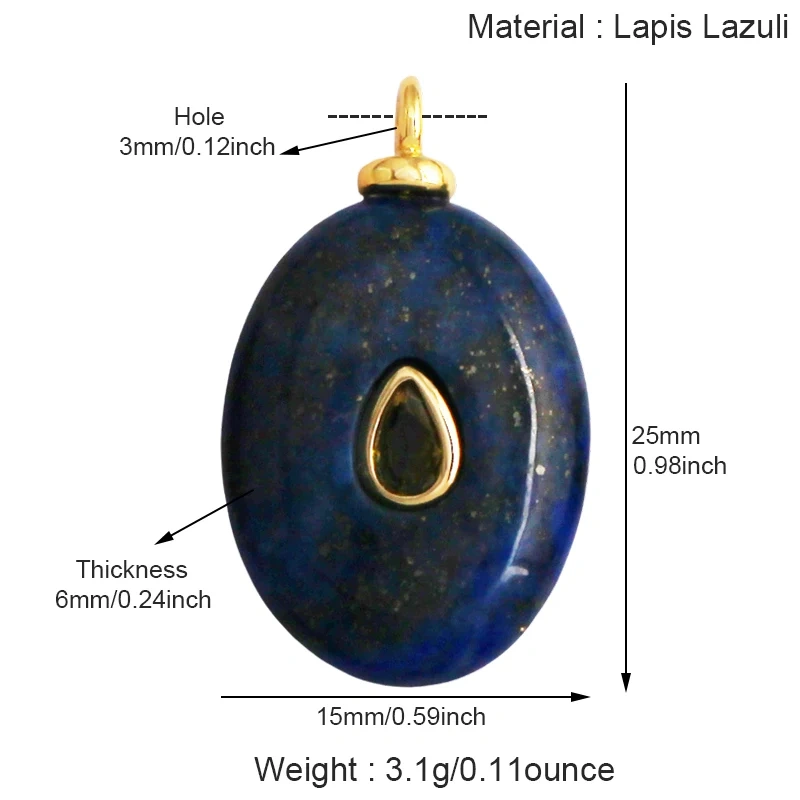 Jade Agate Amethyst Amazonite Water Grass Lapis Lazuli Charm Pendant,18K Real Gold Plated Jewelry for Necklace Craft Making S79
