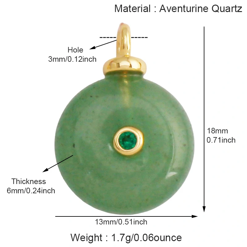 Jade Agate Amethyst Amazonite Water Grass Lapis Lazuli Charm Pendant,18K Real Gold Plated Jewelry for Necklace Craft Making S79