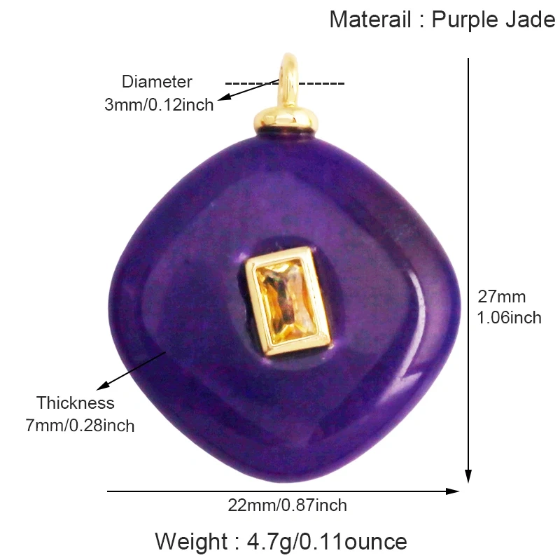 Jade Agate Amethyst Amazonite Water Grass Lapis Lazuli Charm Pendant,18K Real Gold Plated Jewelry for Necklace Craft Making S79