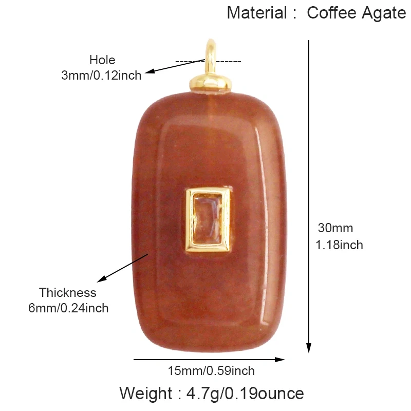 Jade Agate Amethyst Amazonite Water Grass Lapis Lazuli Charm Pendant,18K Real Gold Plated Jewelry for Necklace Craft Making S79