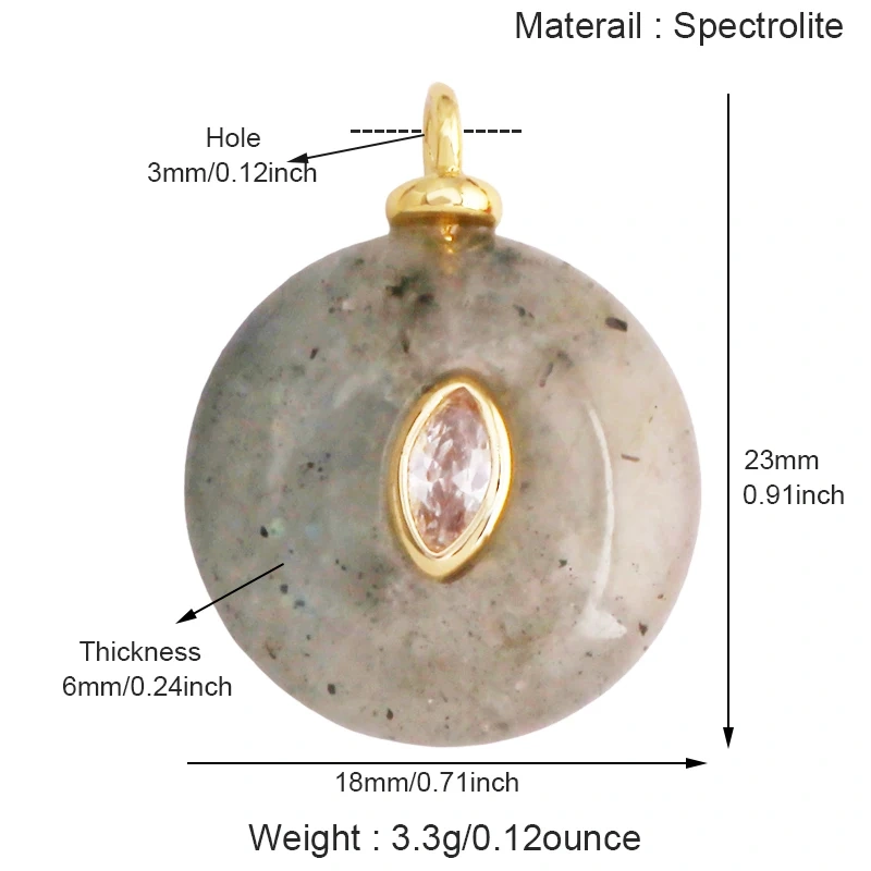 Jade Agate Amethyst Amazonite Water Grass Lapis Lazuli Charm Pendant,18K Real Gold Plated Jewelry for Necklace Craft Making S79