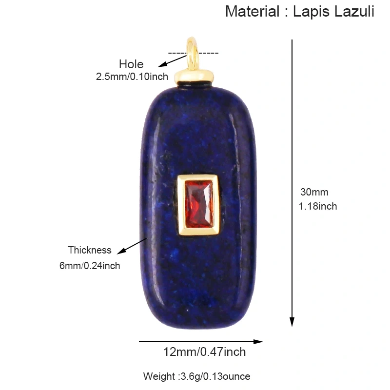 Jade Agate Amethyst Amazonite Water Grass Lapis Lazuli Charm Pendant,18K Real Gold Plated Jewelry for Necklace Craft Making S79