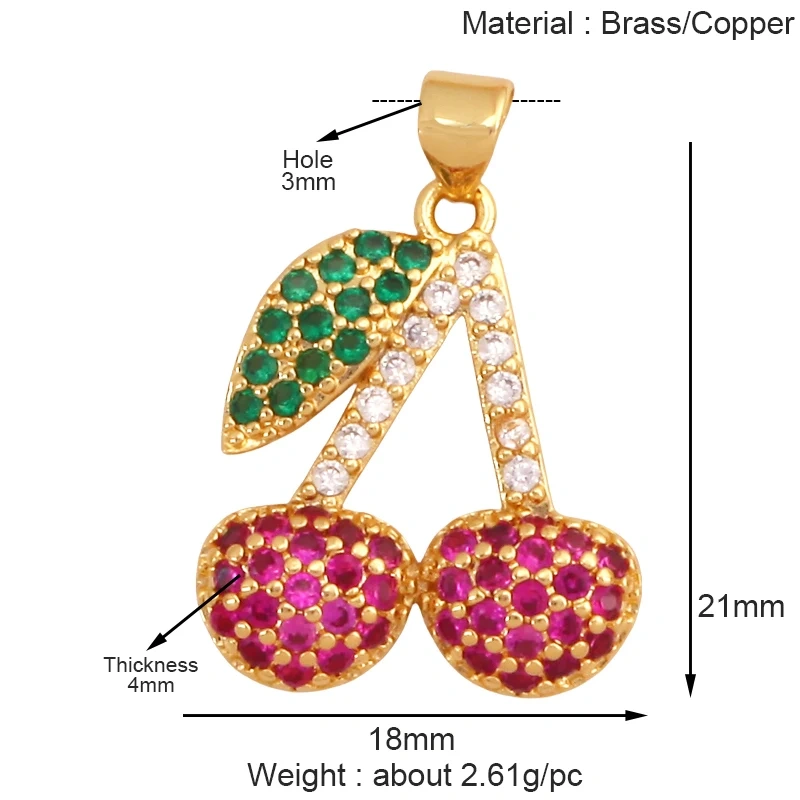 Cute 3D Dragon Fruit Strawberry Water Melon Cherry Banana Peach Charm Pendant,Jewelry Necklace Bracelet DIY Making Supplies S40
