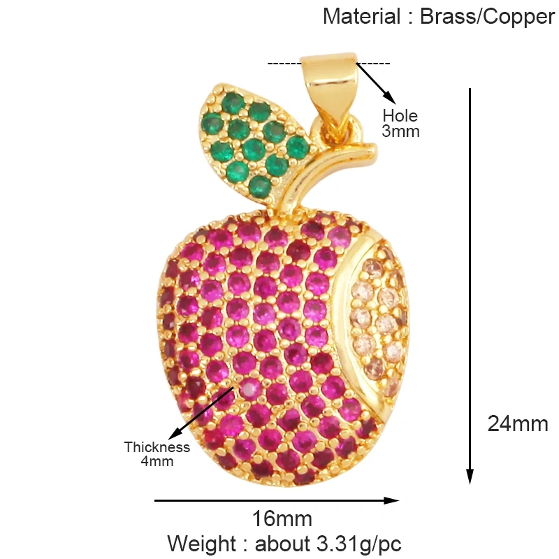Cute 3D Dragon Fruit Strawberry Water Melon Cherry Banana Peach Charm Pendant,Jewelry Necklace Bracelet DIY Making Supplies S40