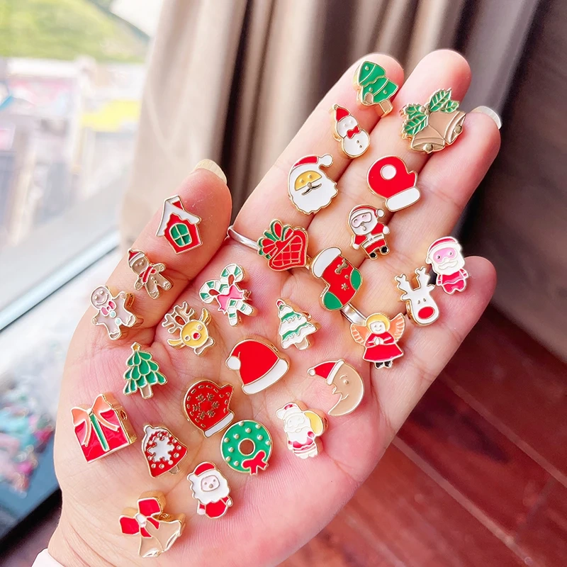 Big  Large Hole Beads Santa Gloves Socks Gift Box Xmas Tree Deer , Bracelet Necklace DIY Jewelry Making Supplies S32