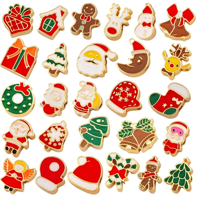 Big  Large Hole Beads Santa Gloves Socks Gift Box Xmas Tree Deer , Bracelet Necklace DIY Jewelry Making Supplies S32