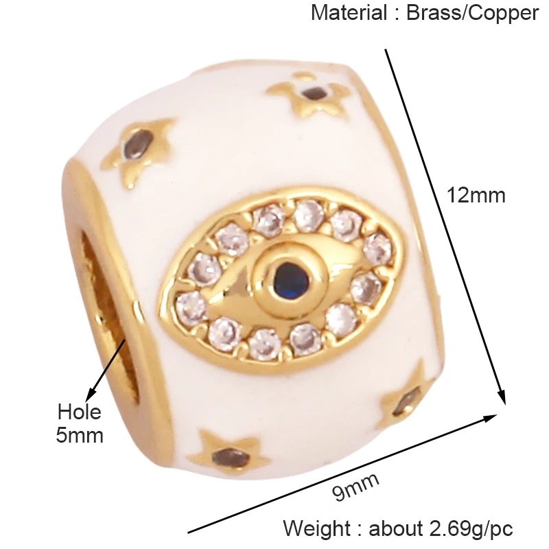 Fashion Enamel Evil Eye Spacer Tube Beads Caps,Women Men's Beading Bracelet Charms DIY Elements Knotting Connectors Supply S43