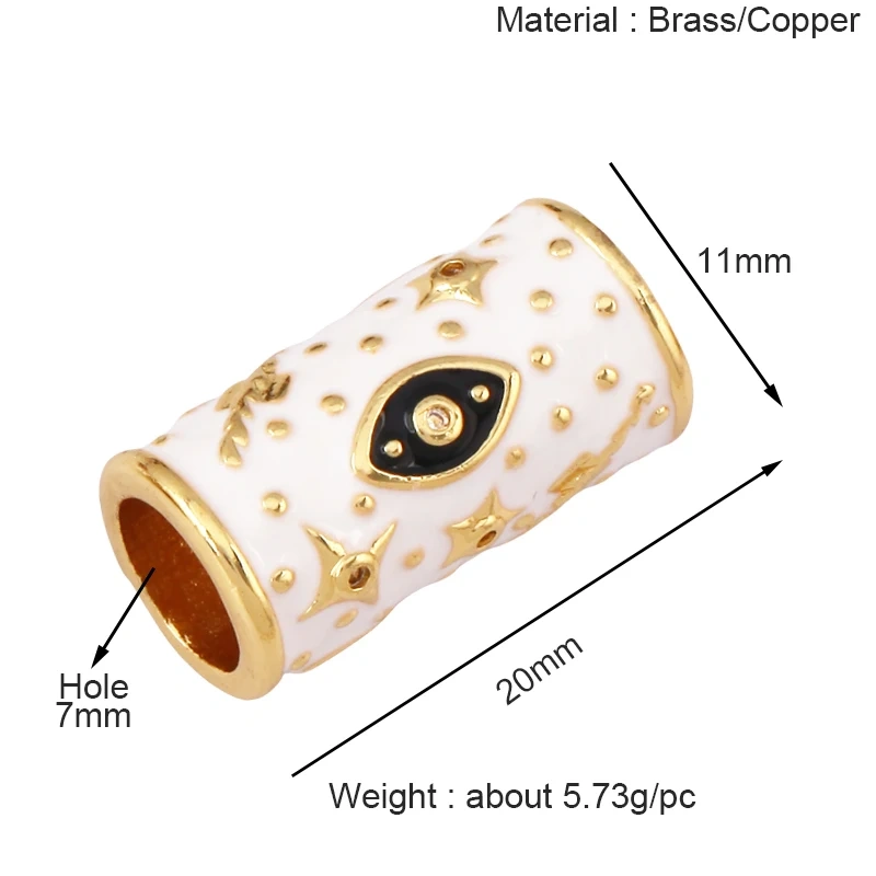 Fashion Enamel Evil Eye Spacer Tube Beads Caps,Women Men's Beading Bracelet Charms DIY Elements Knotting Connectors Supply S43