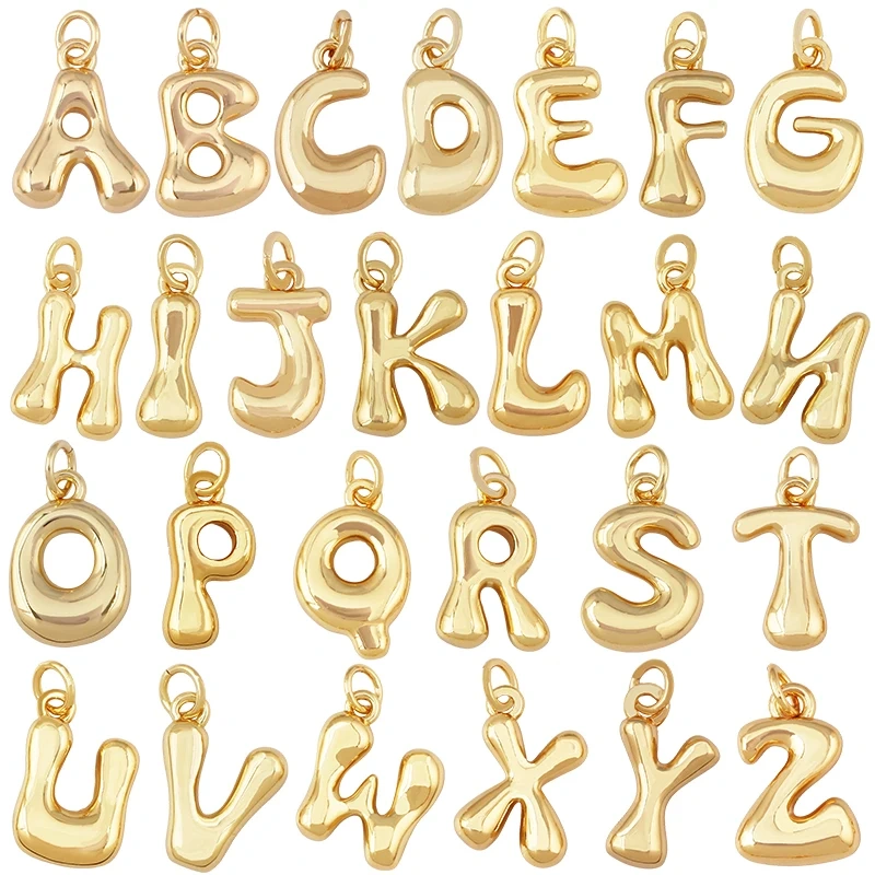 New Cute Without Zircon Brass Initial Name A-Z Letter Charm Pendant,Real 18K Gold Plated Necklace Bracelet Jewelry Supplies S51