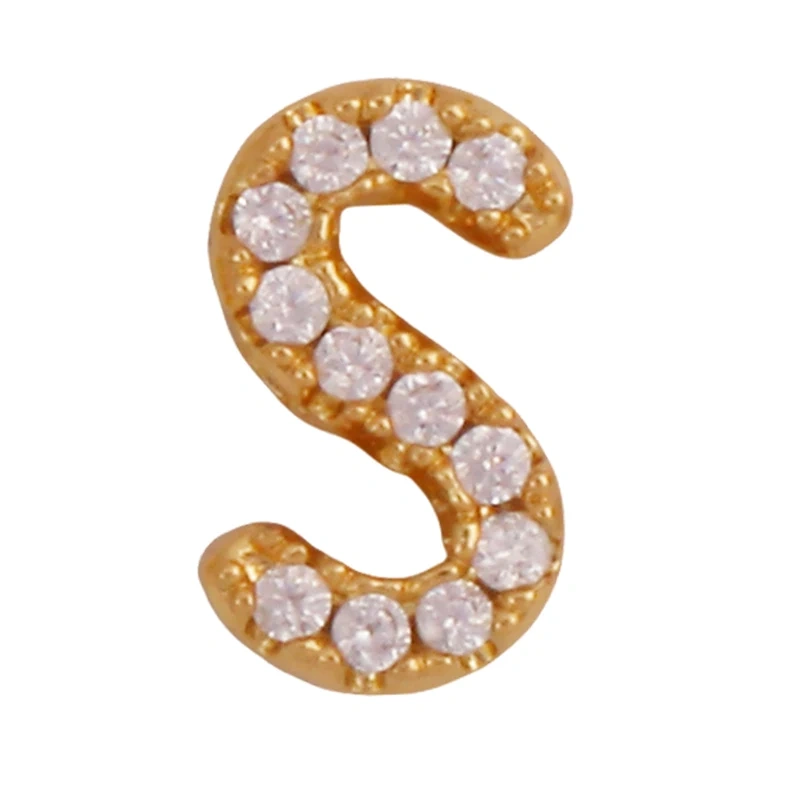 Trendy Mini Initial Name A-Z Letter Beads Charm Pendant,Real 18K Gold Plated Necklace Bracelet DIY Jewelry Findings Supplies S27