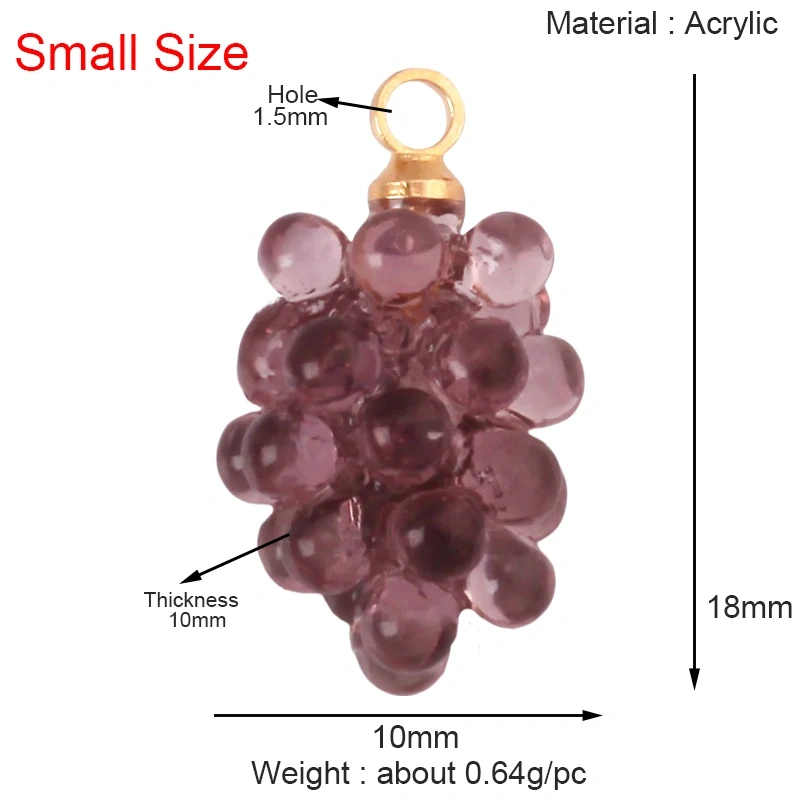 Arylic 3D Fruit Strawberry Grape Mango Durian Water Melon Cherry Pomegranate Charm Pendant,Jewelry Necklace Bracelet  Supply S18