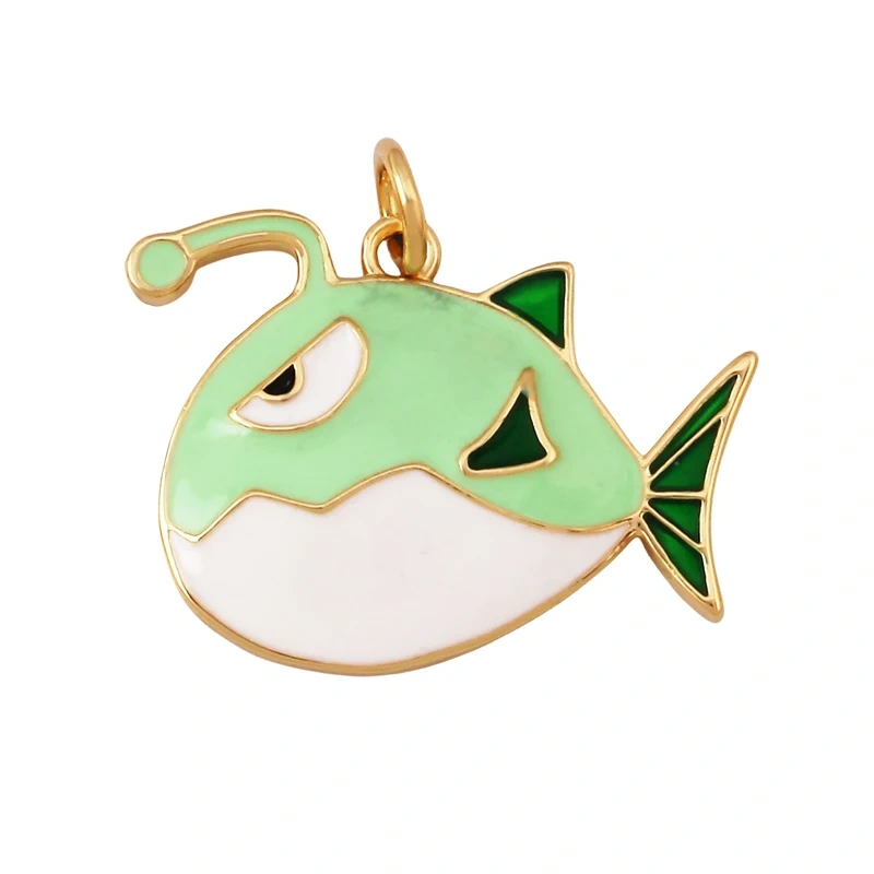 Jelly Fish Whale Seahorse Mermaid Turtle Crab Marine Sea  Shell  Charm Pendant,Gold Plated Zircon Jewelry Finding Supplies S70
