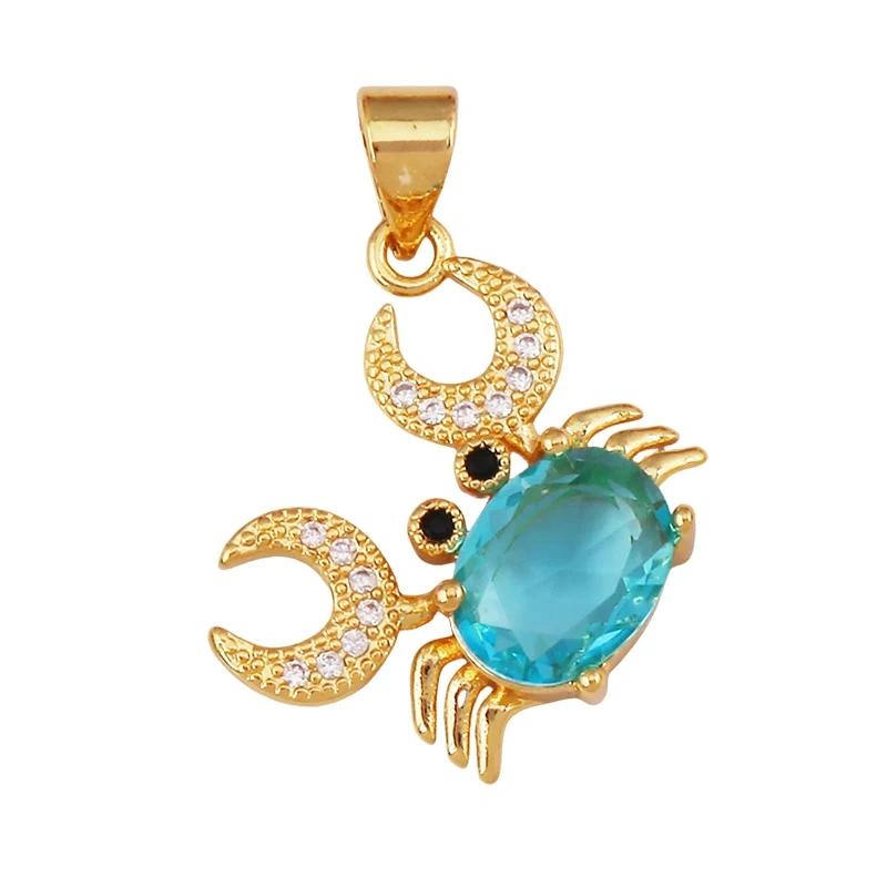 Enamel Fish Whale Shark Tale Crab Marine Sea Dalphin Charm Pendant,18K Real Gold Plated Zircon Jewelry Finding Supplies S75