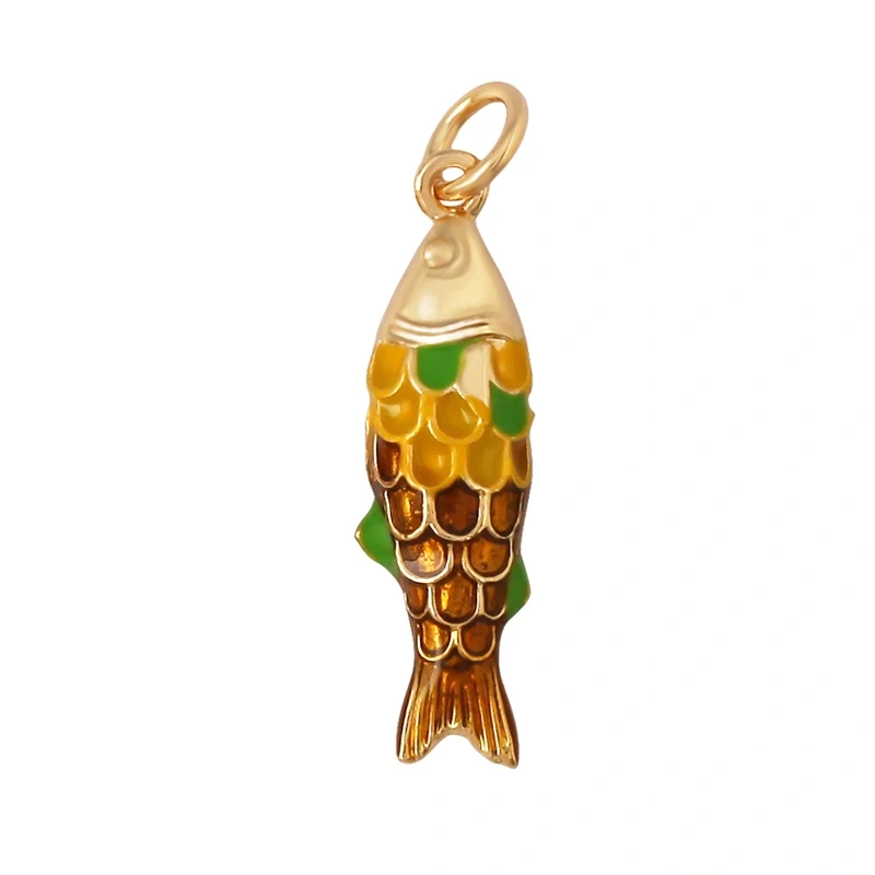 Enamel Fish Whale Shark Tale Crab Marine Sea Dalphin Charm Pendant,18K Real Gold Plated Zircon Jewelry Finding Supplies S75