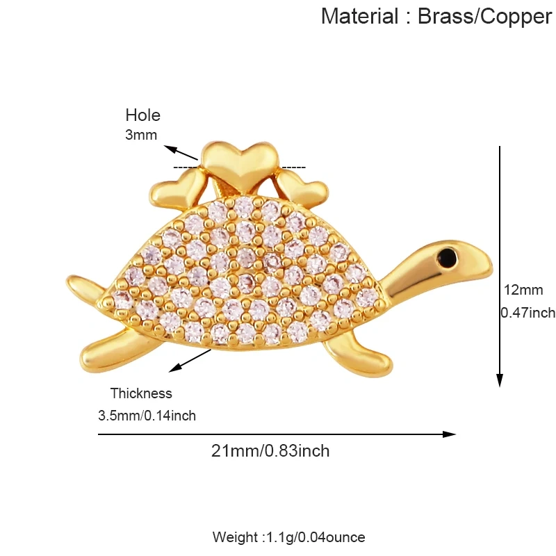 Jelly Fish Whale Seahorse Mermaid Turtle Crab Marine Sea  Shell  Charm Pendant,Gold Plated Zircon Jewelry Finding Supplies S70