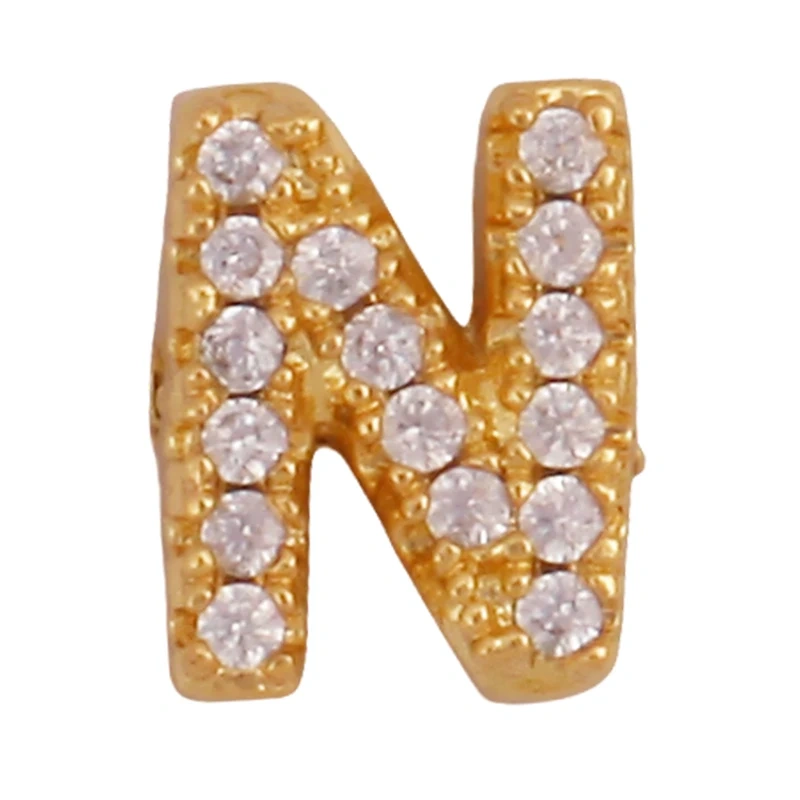 Trendy Mini Initial Name A-Z Letter Beads Charm Pendant,Real 18K Gold Plated Necklace Bracelet DIY Jewelry Findings Supplies S27