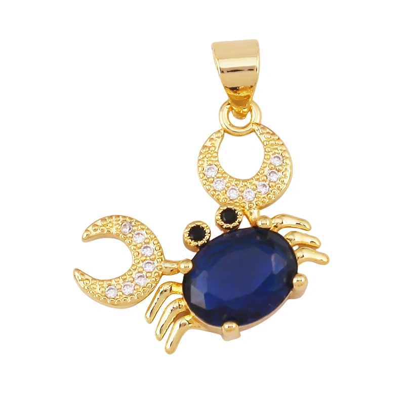 Enamel Fish Whale Shark Tale Crab Marine Sea Dalphin Charm Pendant,18K Real Gold Plated Zircon Jewelry Finding Supplies S75