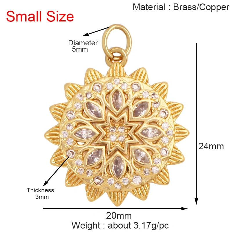 Trendy Shining Mandala Star Shell Geometry Charm Pendant,Real 18K Gold Plated Jewelry Components Accessories Supplies S34