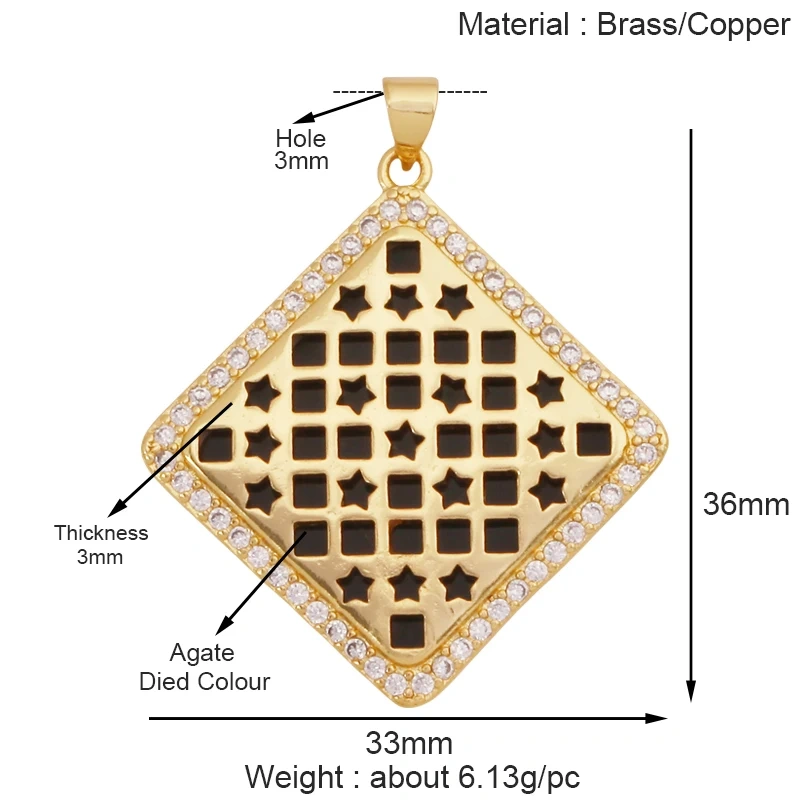Trendy Shining Mandala Star Shell Geometry Charm Pendant,Real 18K Gold Plated Jewelry Components Accessories Supplies S34