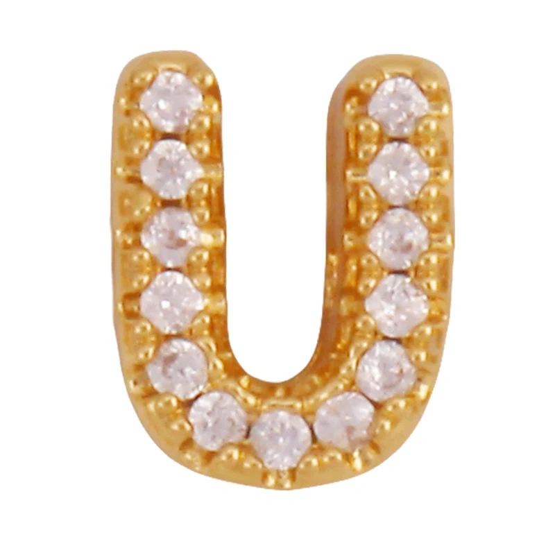 Trendy Mini Initial Name A-Z Letter Beads Charm Pendant,Real 18K Gold Plated Necklace Bracelet DIY Jewelry Findings Supplies S27