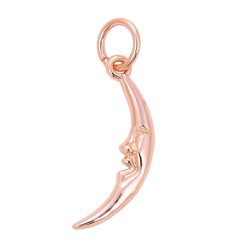 Trendy Red Sun Blue Night Star Moon Universe Celestial Rainbow Charm Pendant,Gold Plated Zircon Jewelry Findings Supply S09