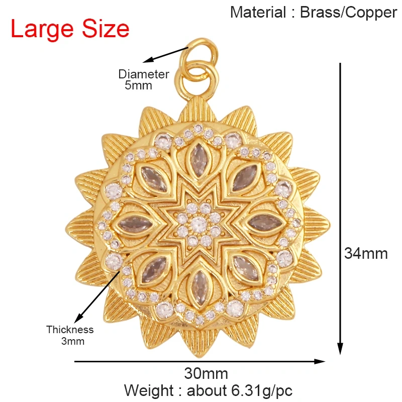 Trendy Shining Mandala Star Shell Geometry Charm Pendant,Real 18K Gold Plated Jewelry Components Accessories Supplies S34
