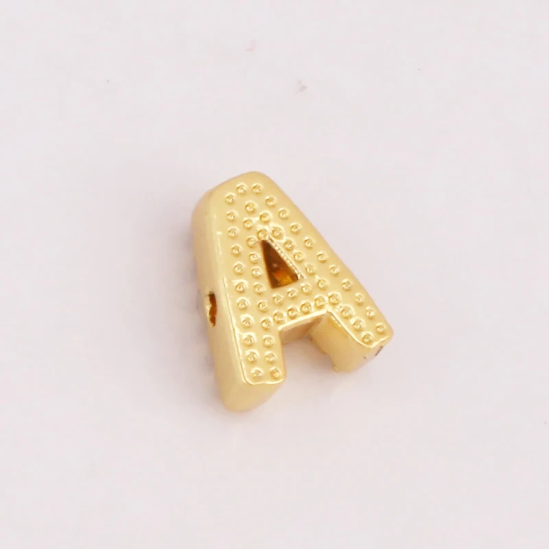 Trendy Mini Initial Name A-Z Letter Beads Charm Pendant,Real 18K Gold Plated Necklace Bracelet DIY Jewelry Findings Supplies S27