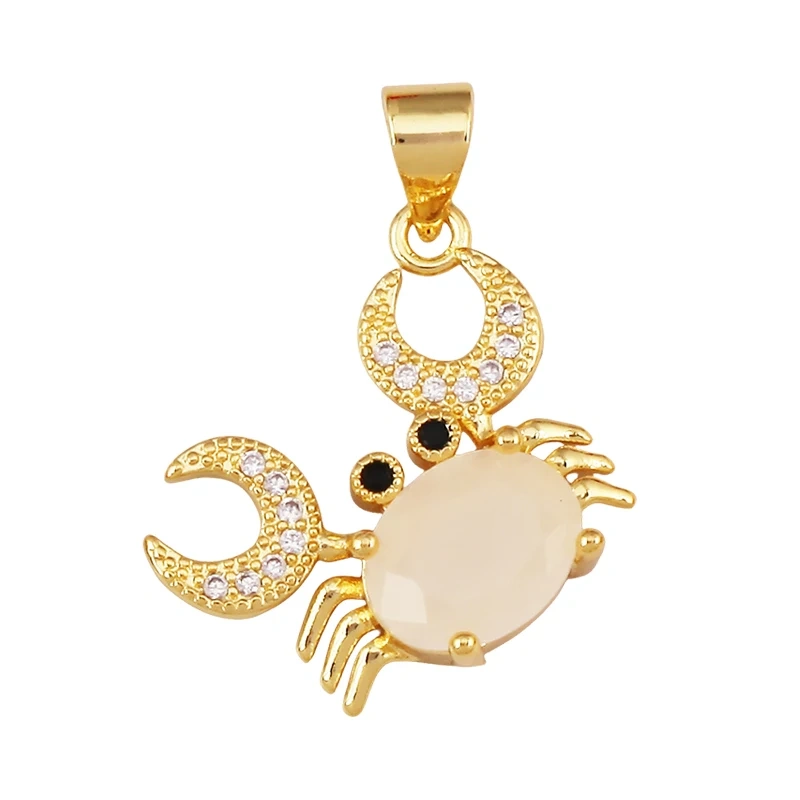 Enamel Fish Whale Shark Tale Crab Marine Sea Dalphin Charm Pendant,18K Real Gold Plated Zircon Jewelry Finding Supplies S75