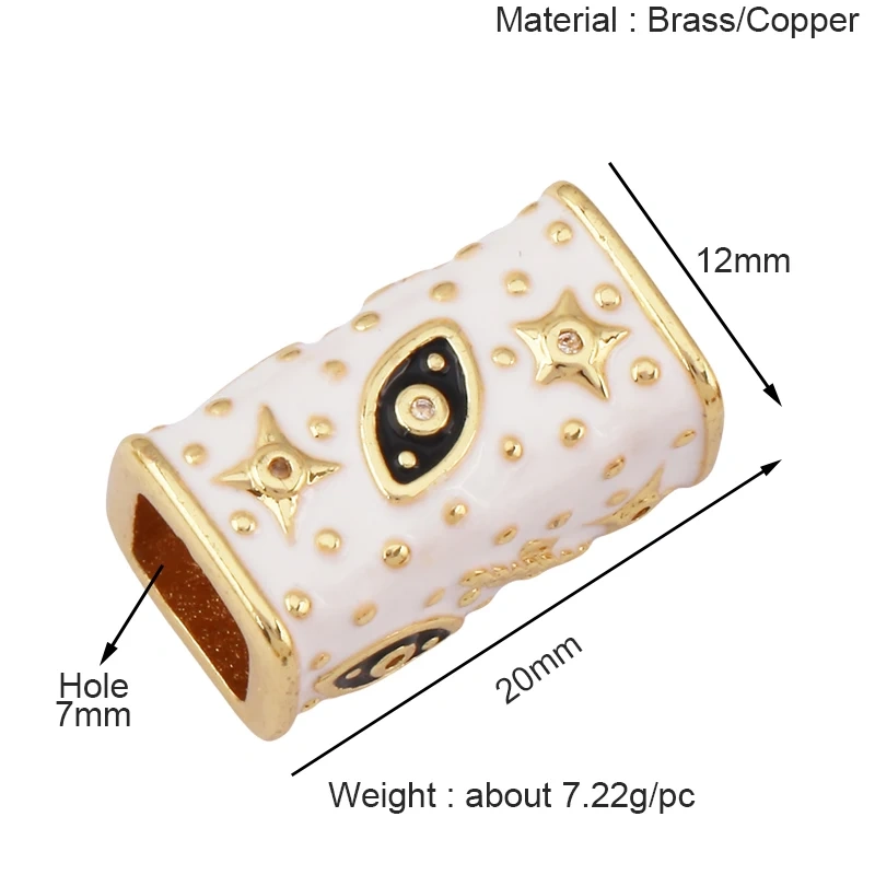 Fashion Enamel Evil Eye Spacer Tube Beads Caps,Women Men's Beading Bracelet Charms DIY Elements Knotting Connectors Supply S43