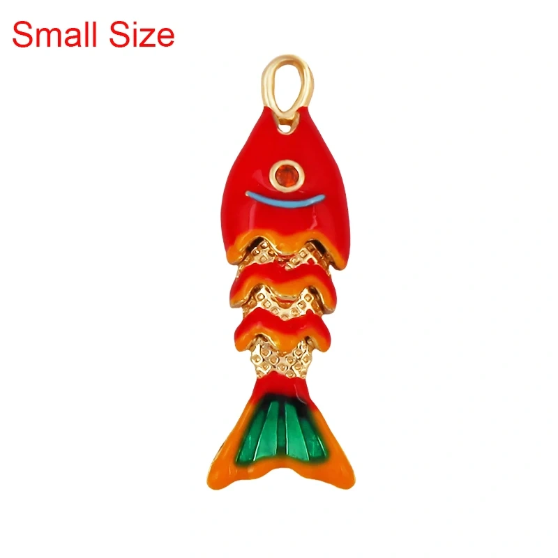 Enamel Fish Whale Shark Tale Crab Marine Sea Dalphin Charm Pendant,18K Real Gold Plated Zircon Jewelry Finding Supplies S75