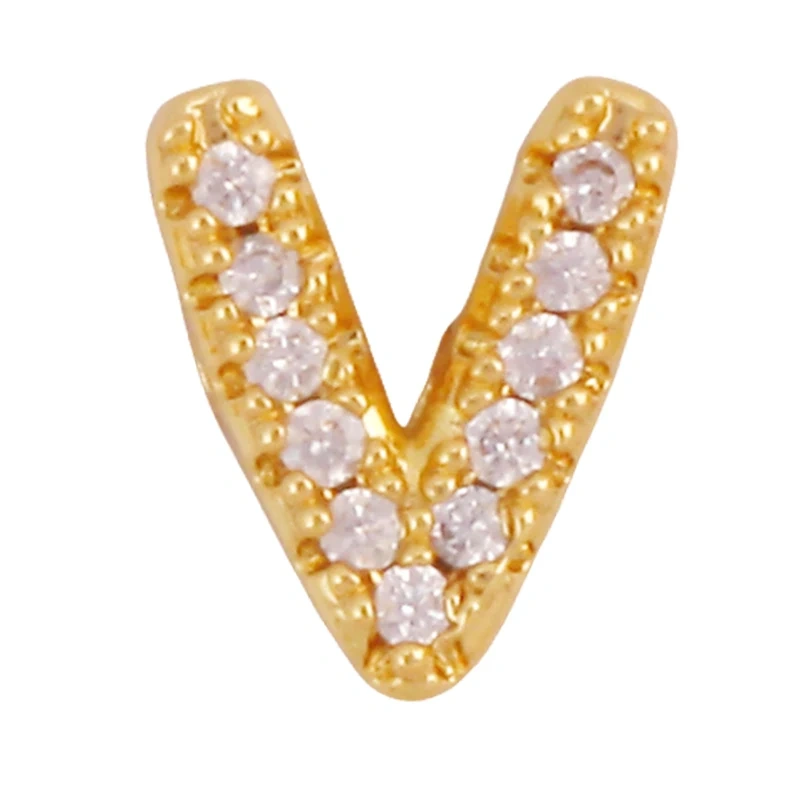 Trendy Mini Initial Name A-Z Letter Beads Charm Pendant,Real 18K Gold Plated Necklace Bracelet DIY Jewelry Findings Supplies S27